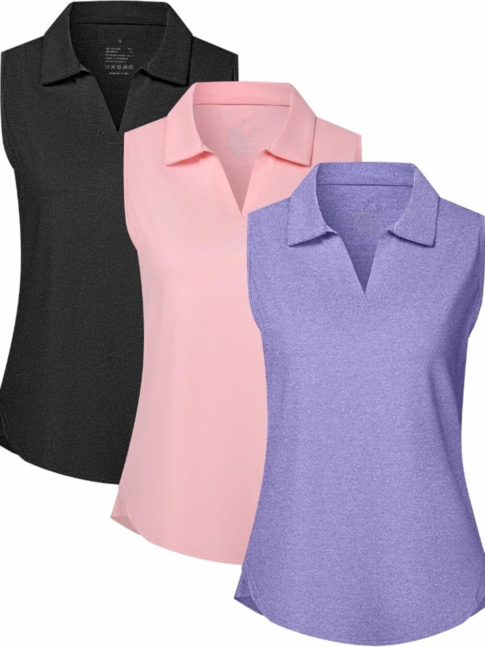 3 Pack Women's Sleeveless Golf Polo Shirts V-Neck Athletic Tank Tops